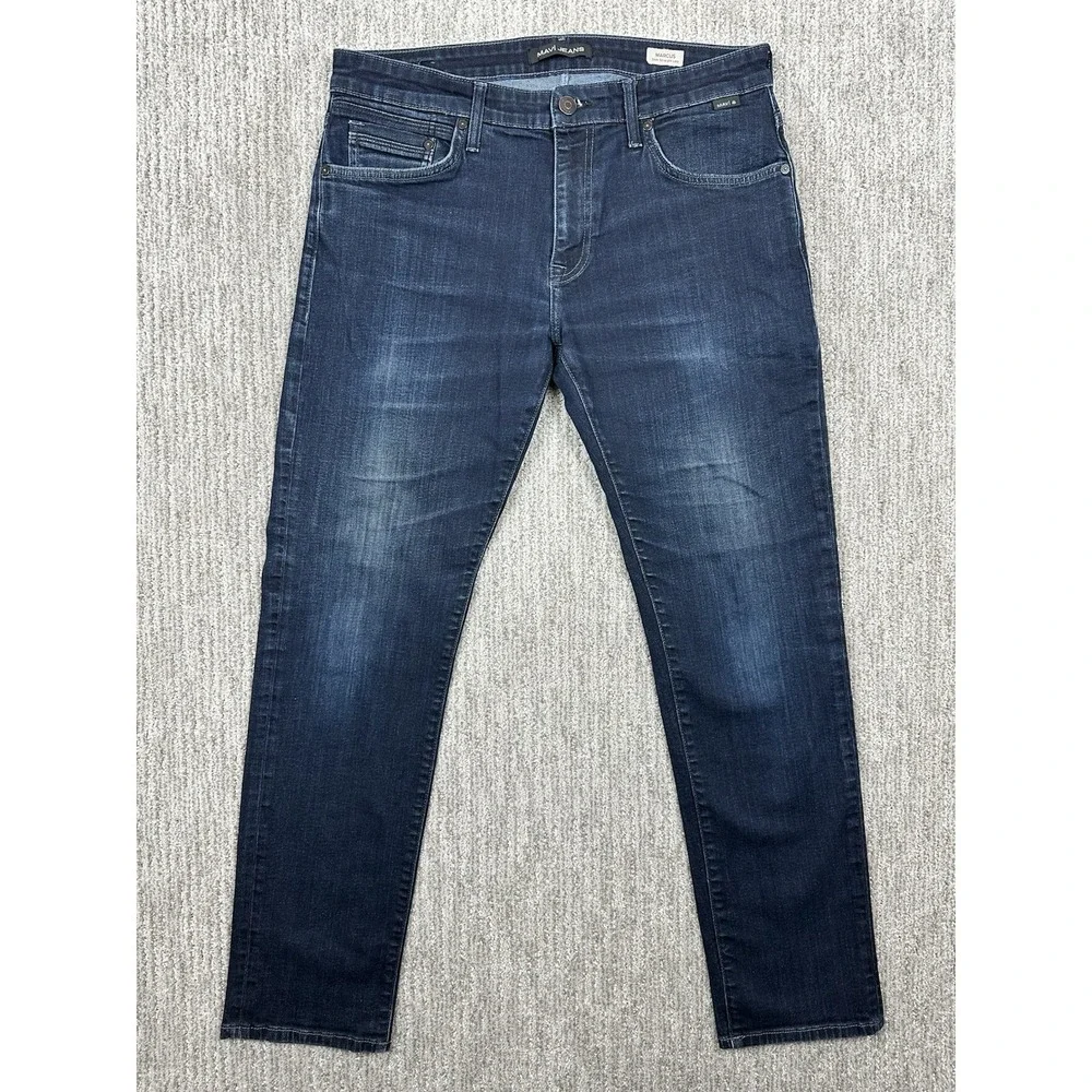 Mavi Marcus Slim Straight Leg Jeans Men's Size 34x32 Blue Dark Wash Denim Pants